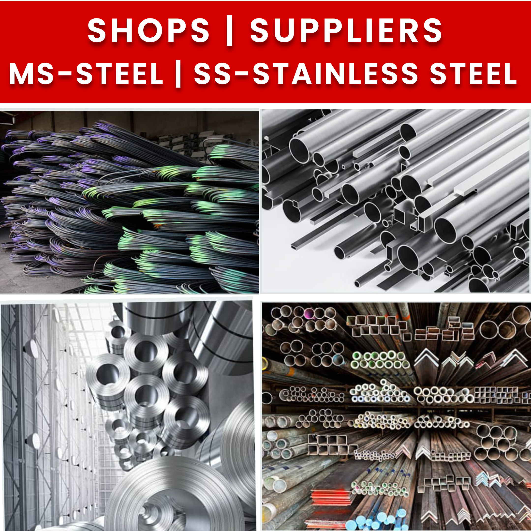 MS TMT | MS SQUARE BAR | MS ROUND BAR | MS STRUCTURE | MS WIRE WIRE ROD | MS PIPE | STAINLESS STEEL-SS, etc.
